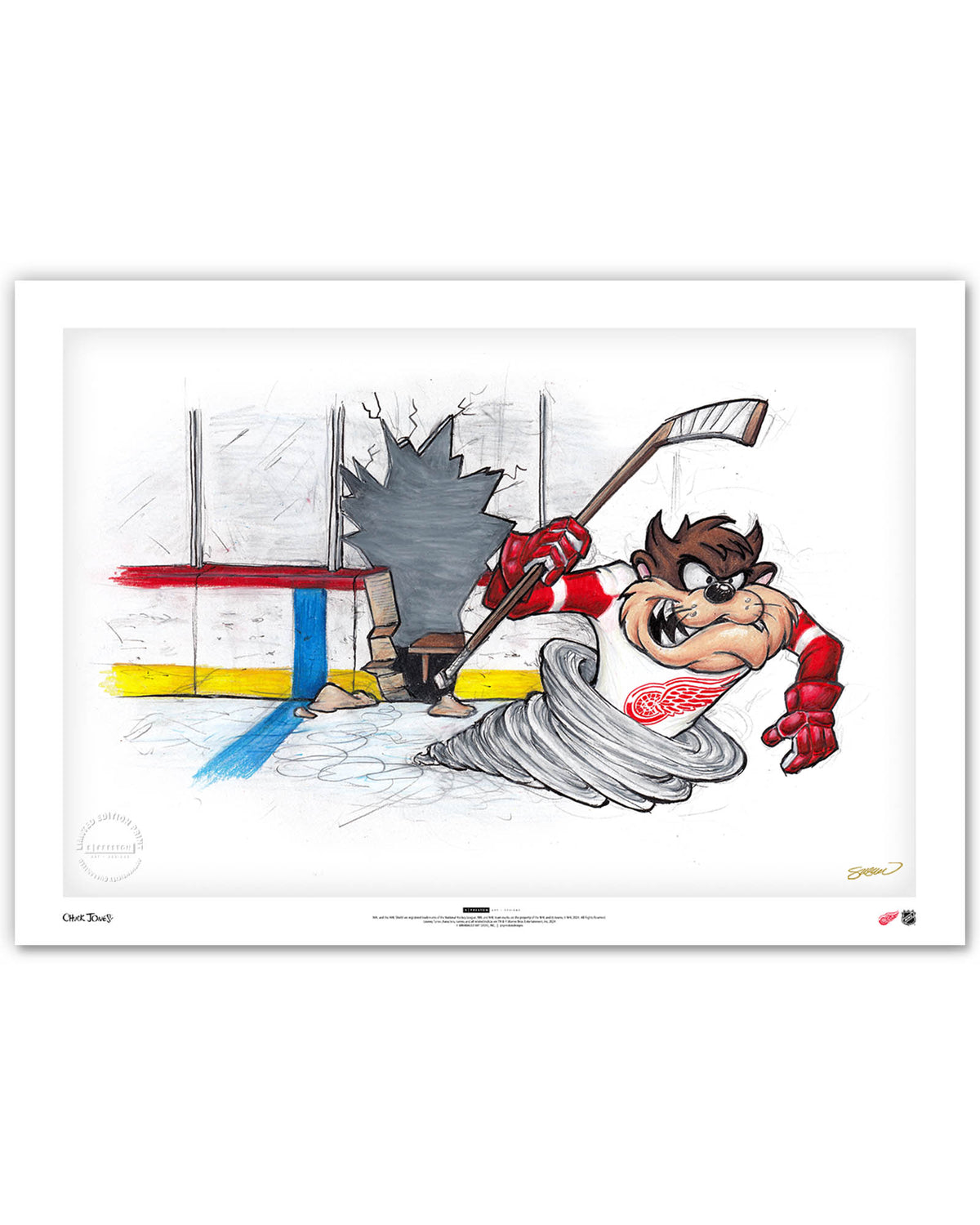 Tazmanian Line Change x NHL Red Wings Tazmanian Devil Limited Edition Art Print