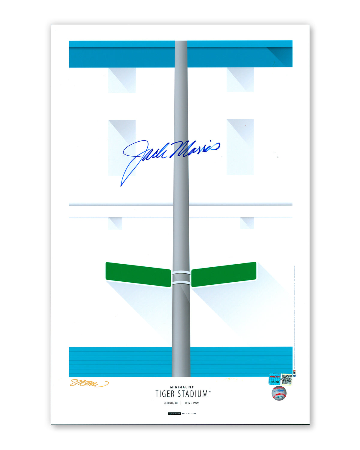 Minimalist Tiger Stadium Print - Jack Morris Autographed - Authenticated