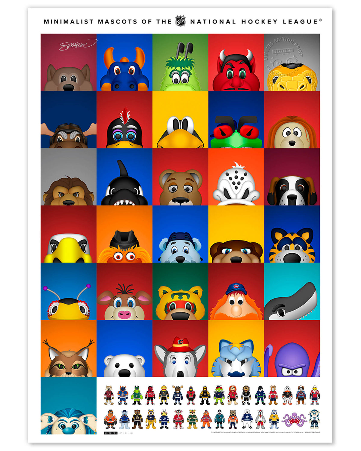 Minimalist All NHL Mascots