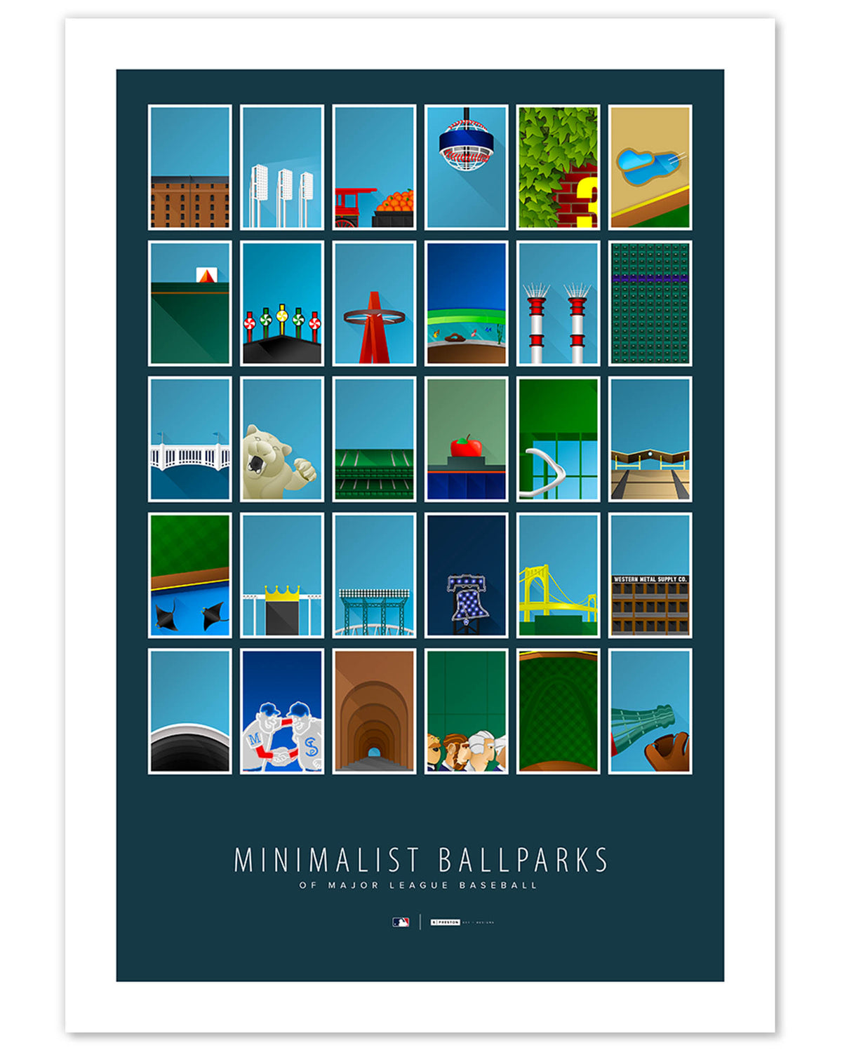 Minimalist MLB Ballparks Art Print