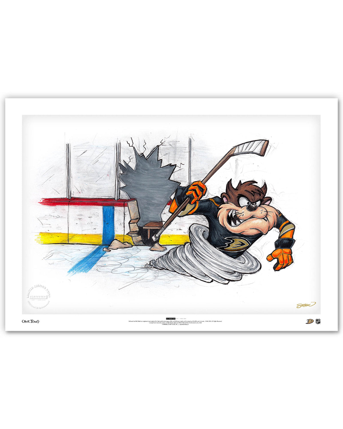 Tazmanian Line Change x NHL Ducks Tazmanian Devil Limited Edition Art Print