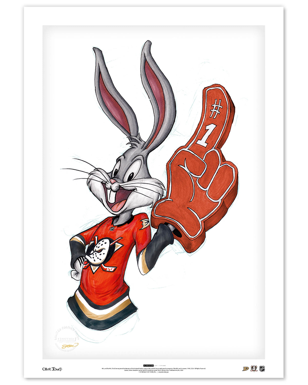 Rabbit Hockey Fan x NHL Ducks Bugs Bunny Limited Edition Art Print