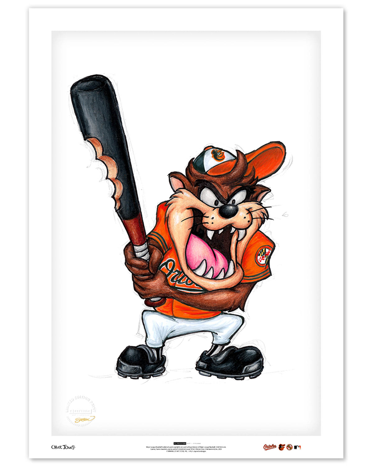Taz On Deck x MLB Orioles Limited Edition Art Print