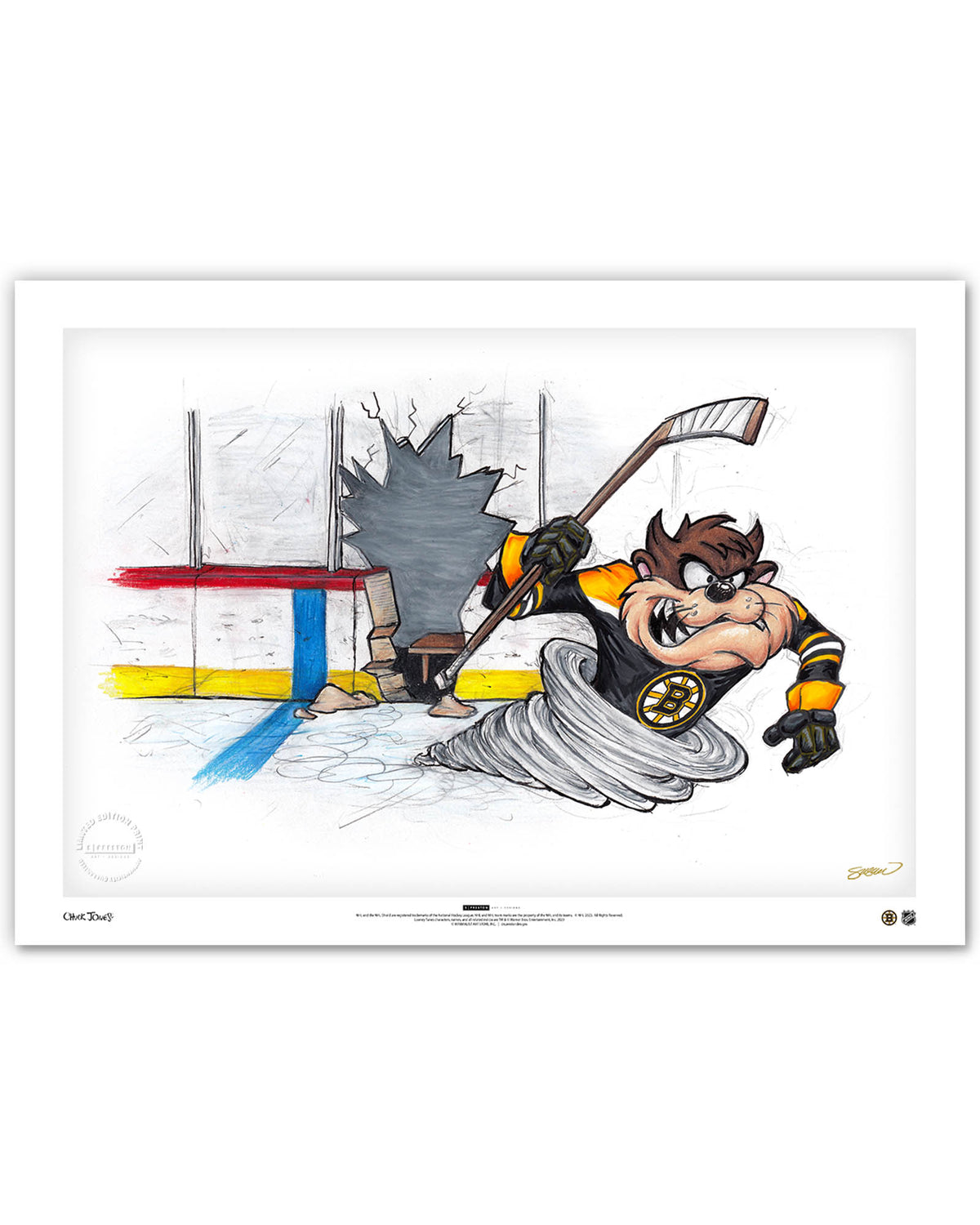 Tazmanian Line Change x NHL Boston Bruins Tazmanian Devil Limited Edition Art Print