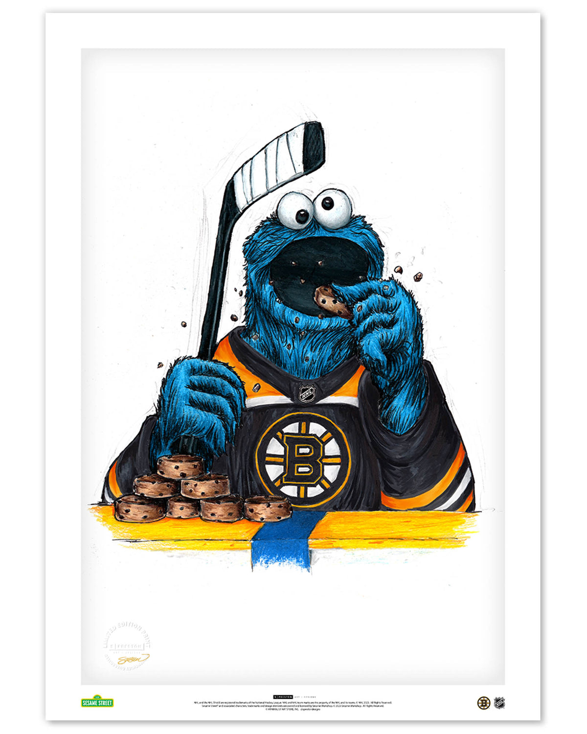 Cookie Monster x NHL Bruins Limited Edition Art Print