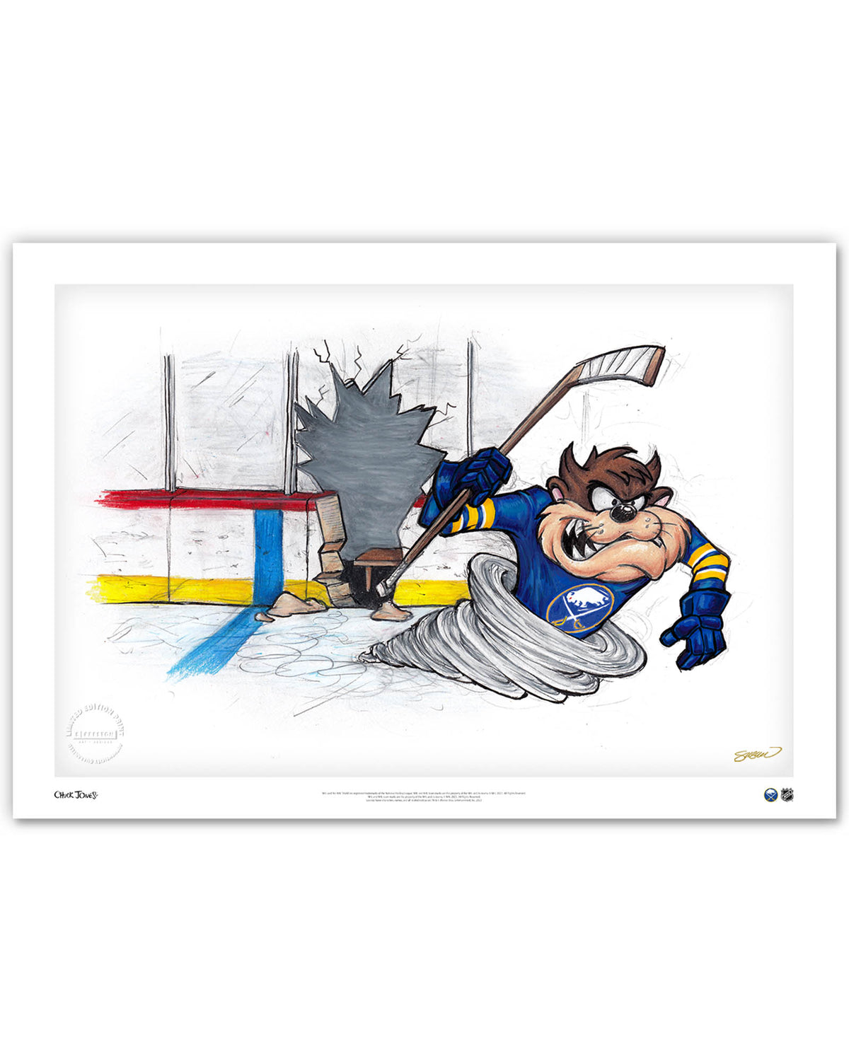 Tazmanian Line Change x NHL Buffalo Sabres Tazmanian Devil Limited Edition Art Print