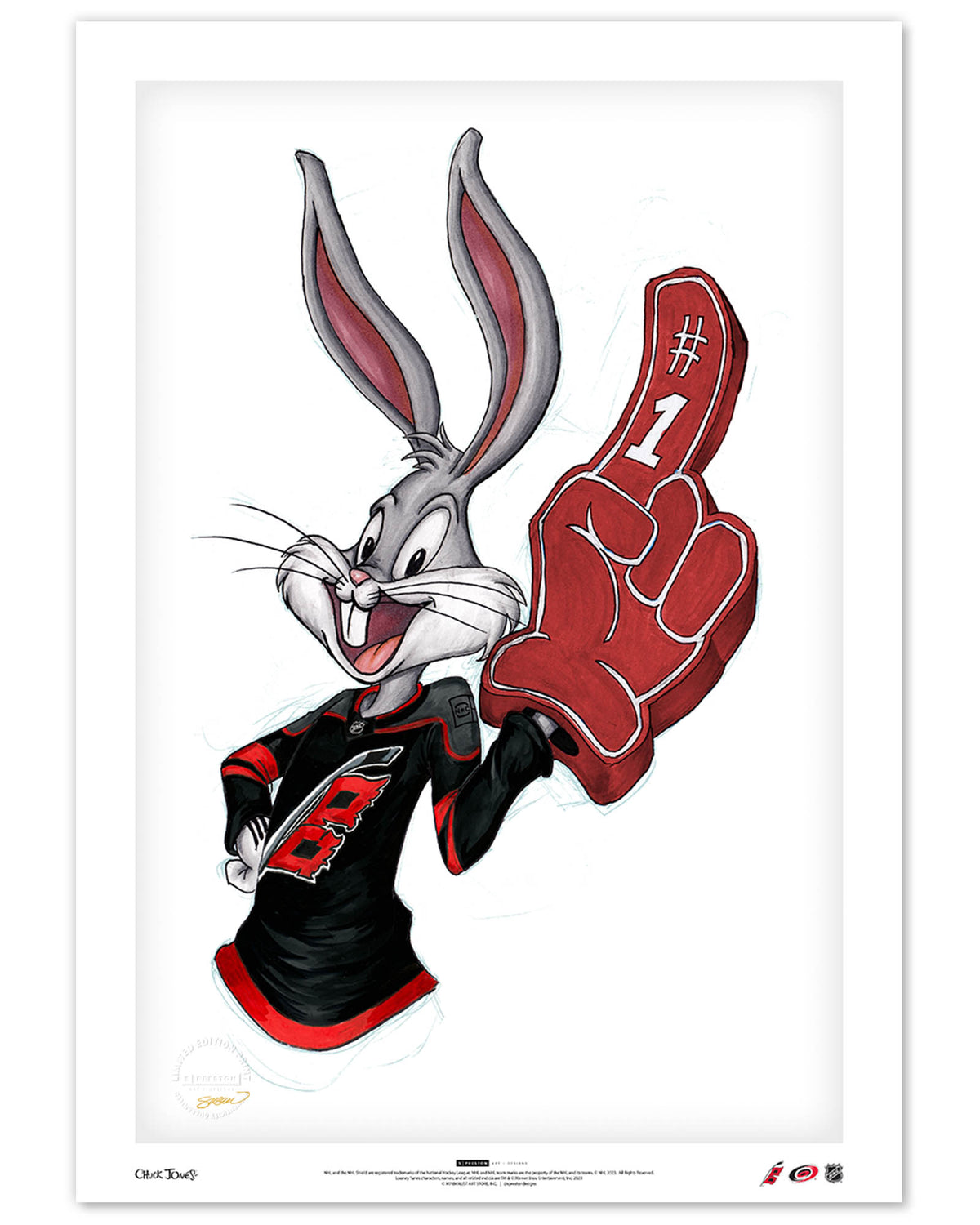 Rabbit Hockey Fan x NHL Hurricanes Bugs Bunny Limited Edition Art Print