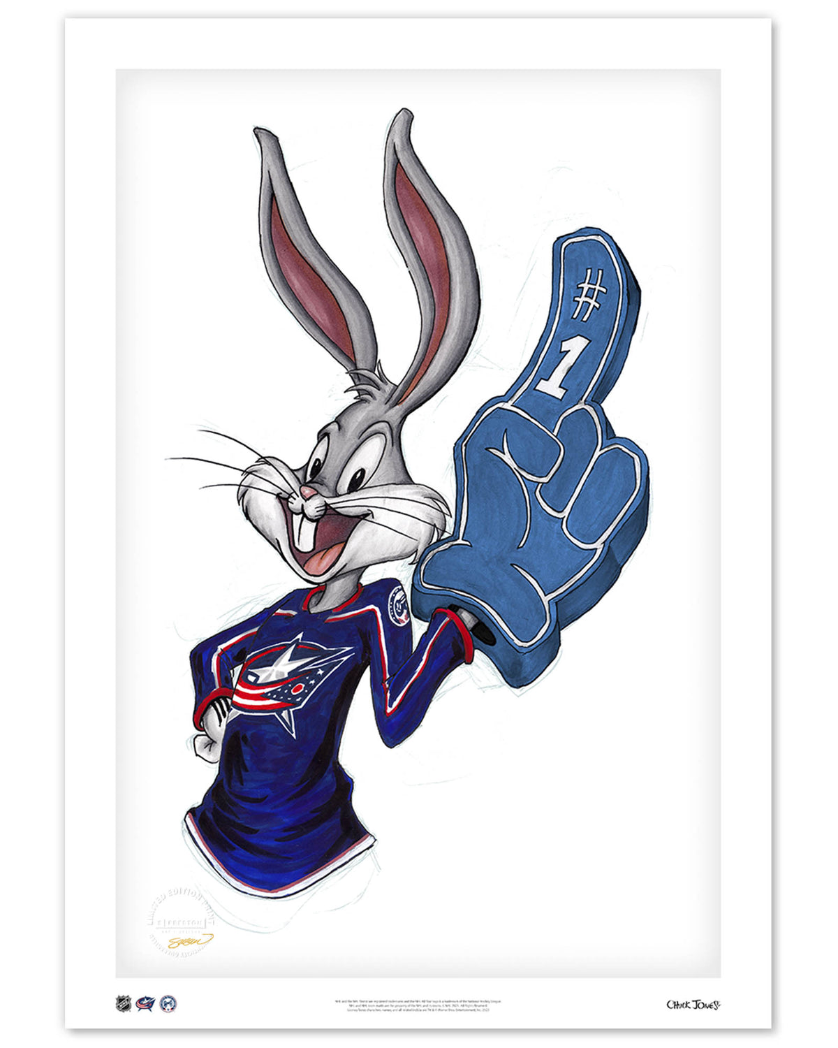 Rabbit Hockey Fan x NHL Blue Jackets Bugs Bunny Limited Edition Art Print