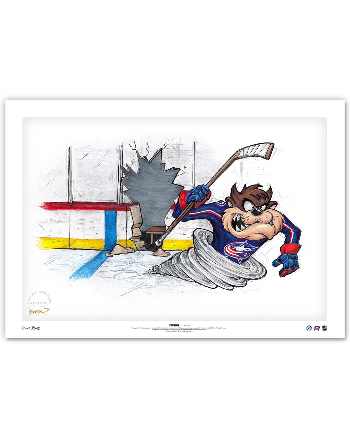 Tazmanian Line Change x NHL Blue Jackets Tazmanian Devil Limited Edition Art Print