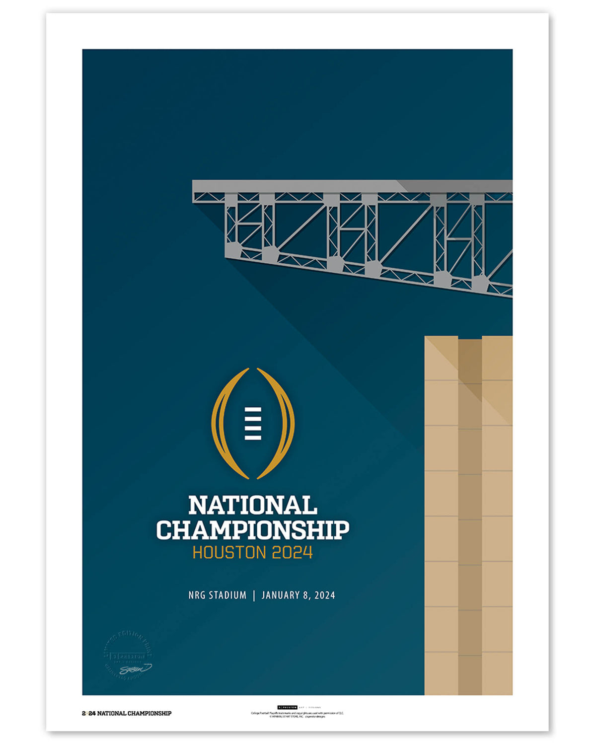 Minimalist NRG Stadium - 2024 College Football Playoff Championship Game