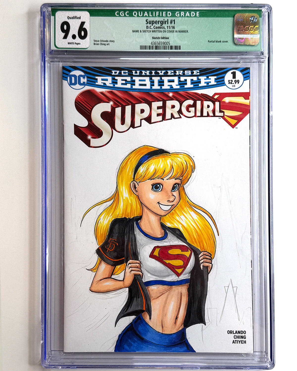 ORIGINAL ART - Giant Supergirl Sketch CGC 9.6 Supergirl #1 Comic Book