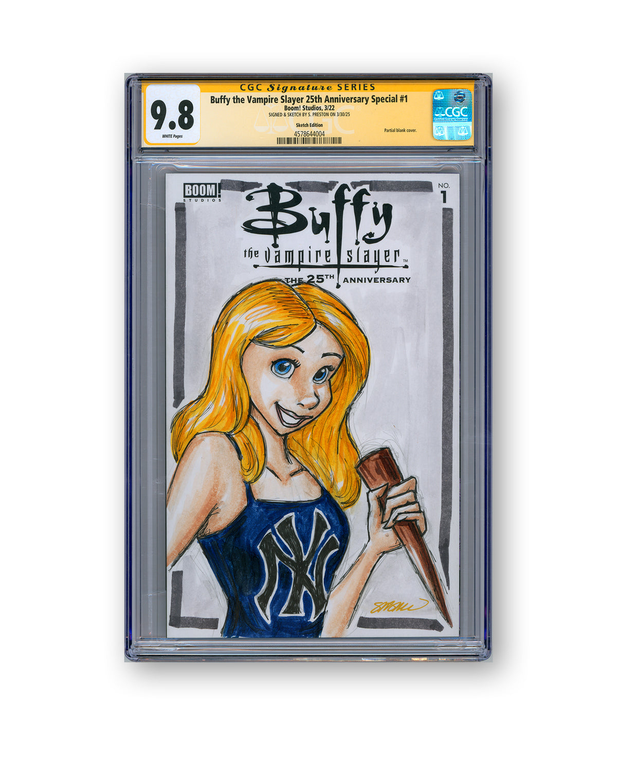ORIGINAL ART - Yankees Buffy The Vampire Slayer Sketch CGC 9.8 #1 Comic Book