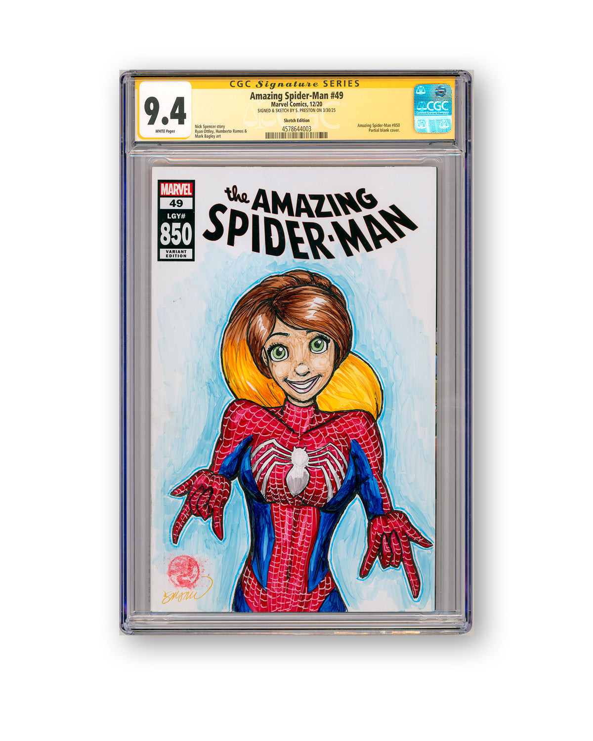 ORIGINAL ART - KONNI MACKENZIE Sketch CGC 9.4 Signature Series Spider-man #49 Comic Book