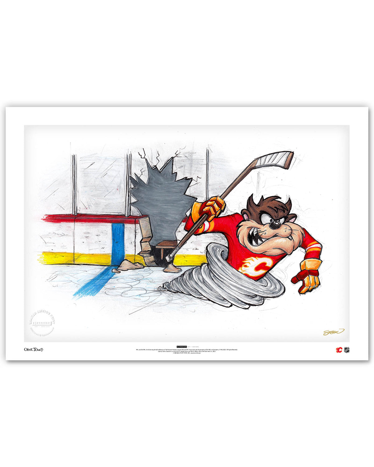 Tazmanian Line Change x NHL Calgary Flames Tazmanian Devil Limited Edition Art Print