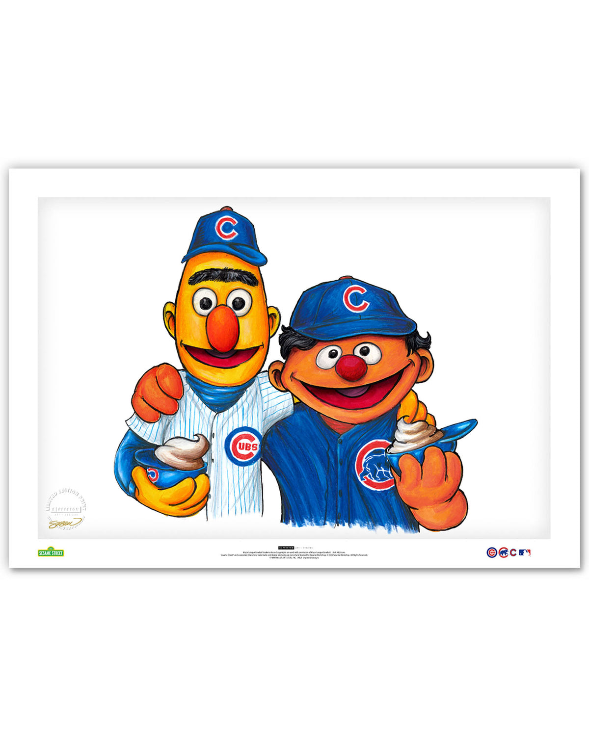 Bert and Ernie x MLB Cubs Limited Edition Art Print