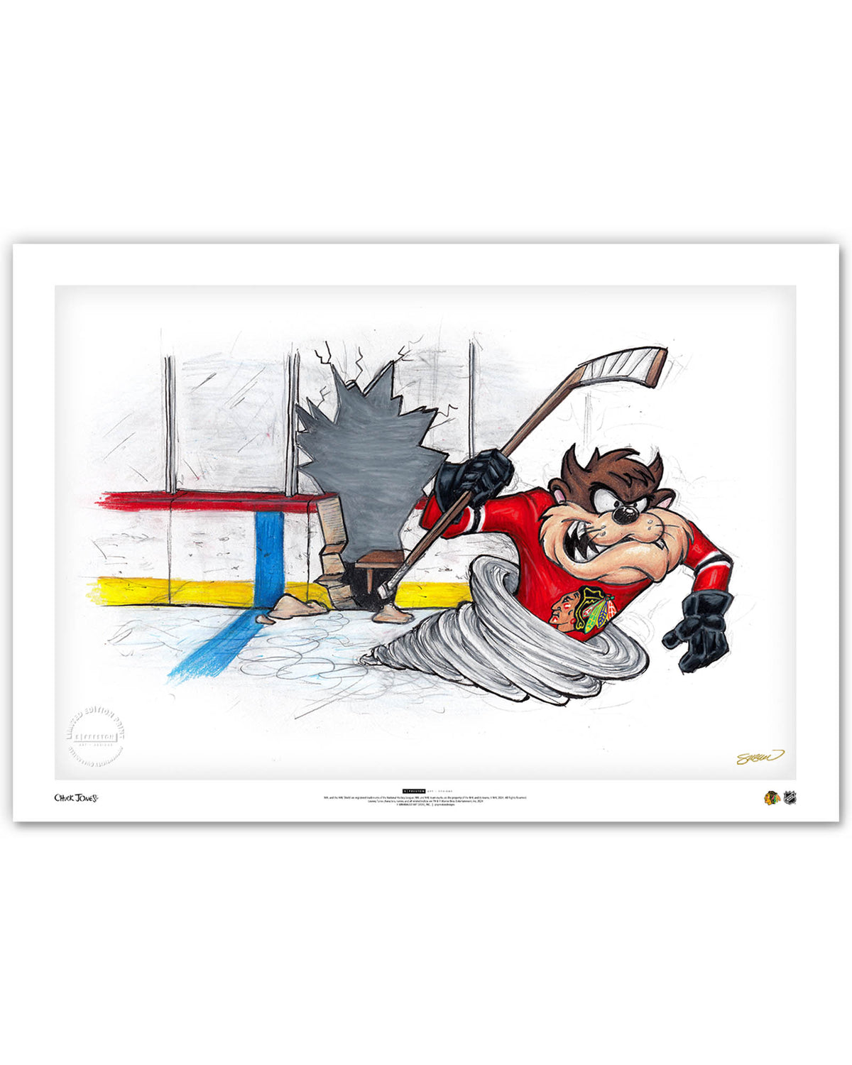 Tazmanian Line Change x NHL Blackhawks Tazmanian Devil Limited Edition Art Print