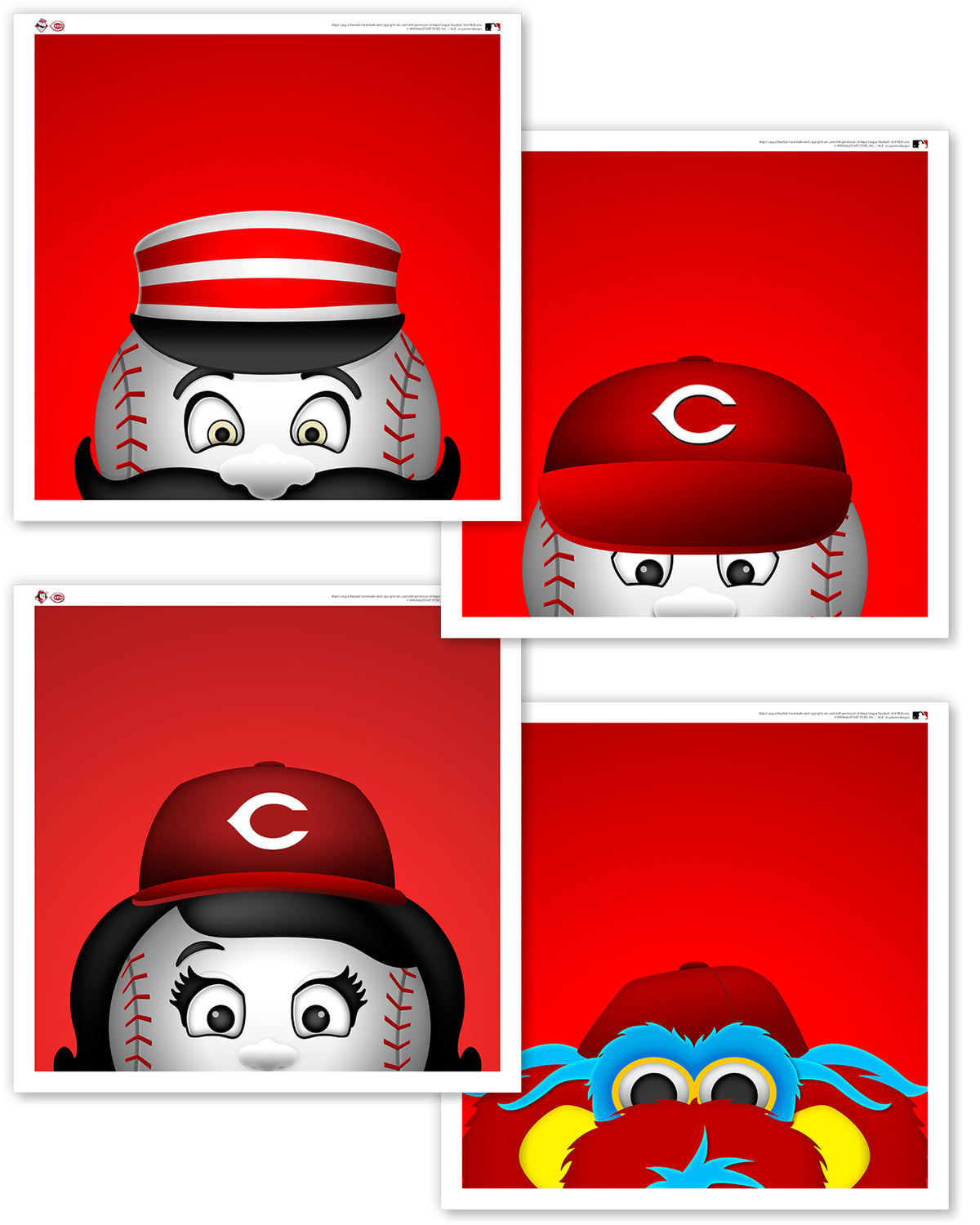 Minimalist Reds Mascot Bundle of Four Square Prints