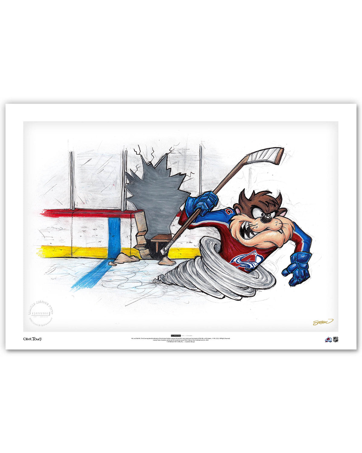 Tazmanian Line Change x NHL Avalanche Tazmanian Devil Limited Edition Art Print