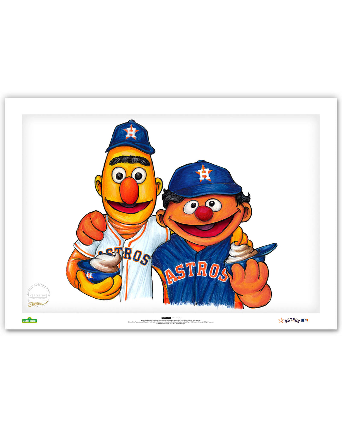 Bert and Ernie x MLB Astros Limited Edition Art Print