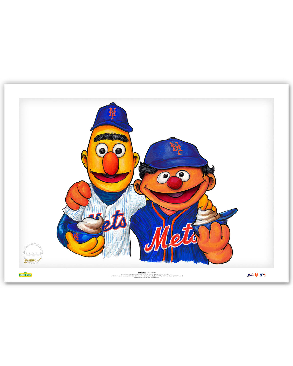 Bert and Ernie x MLB Mets Limited Edition Art Print