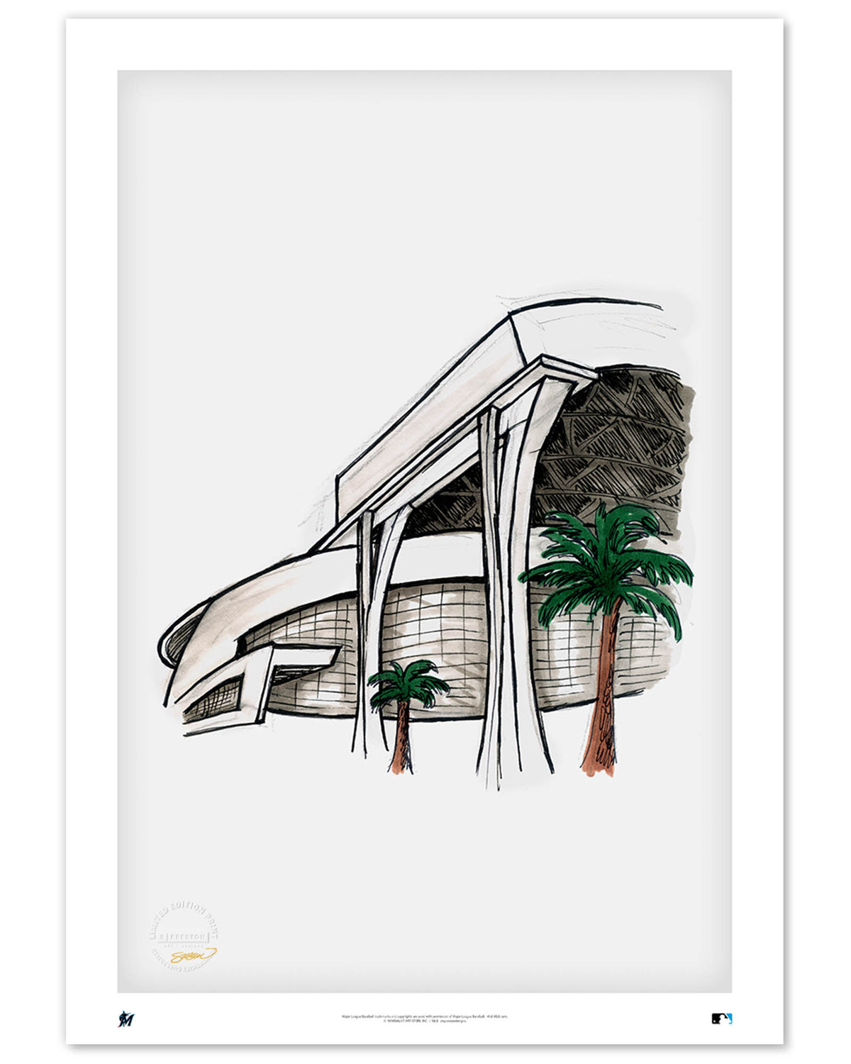 Marlins Park Ink Sketch Limited Edition Art Print