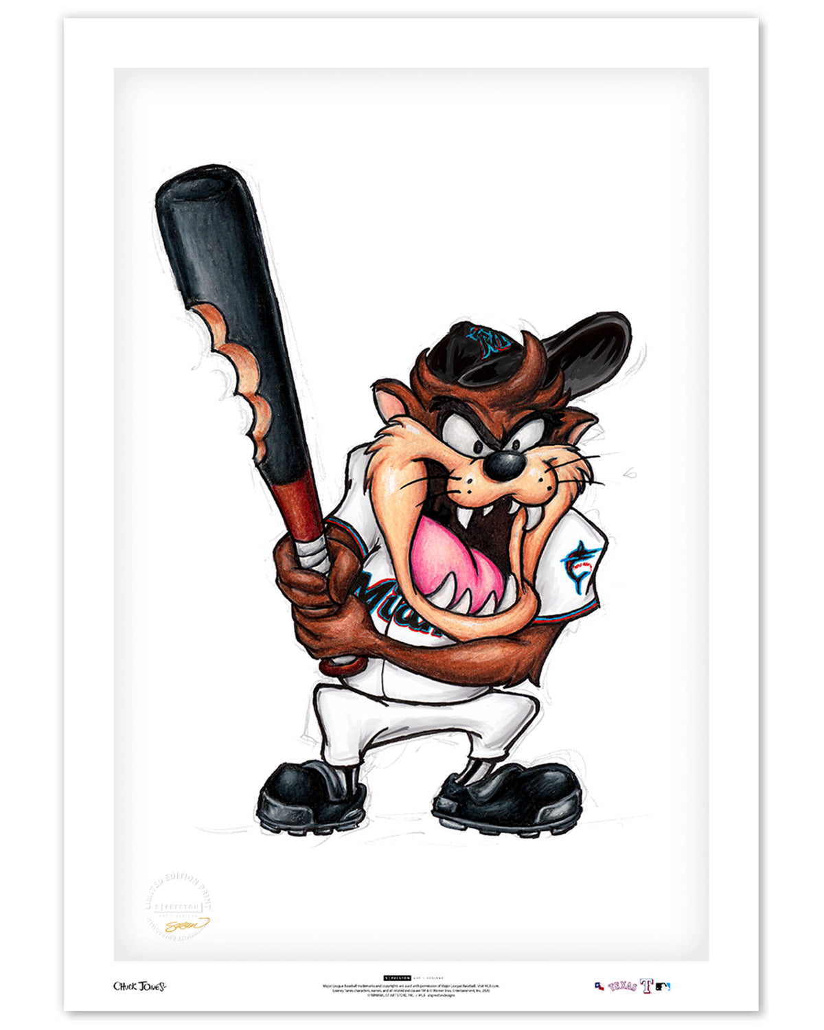 Taz On Deck x MLB Marlins Limited Edition Art Print