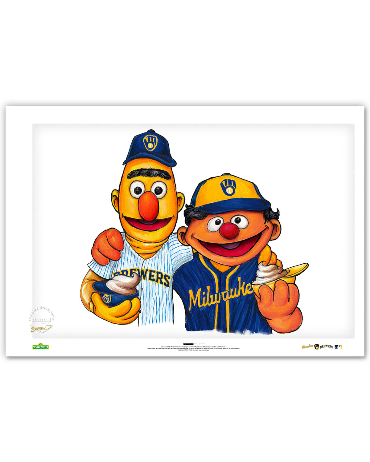 Bert and Ernie x MLB Brewers Limited Edition Art Print