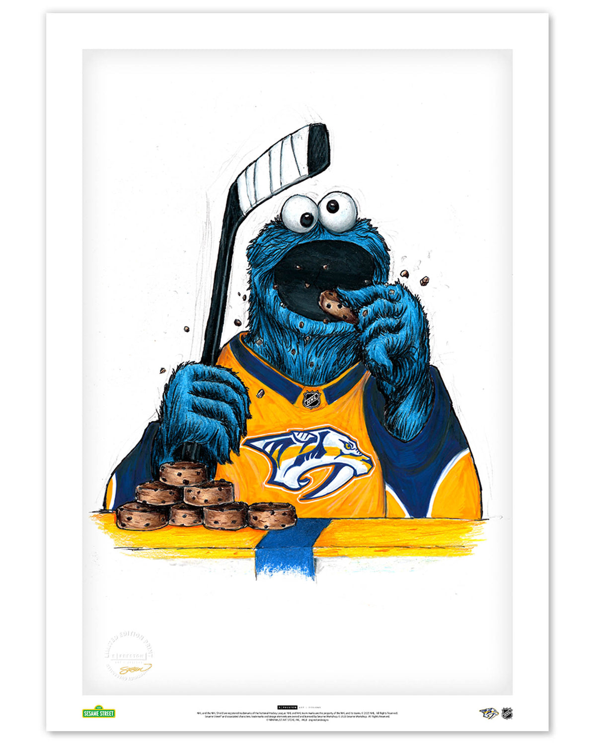 Cookie Monster x NHL Predators Limited Edition Art Print