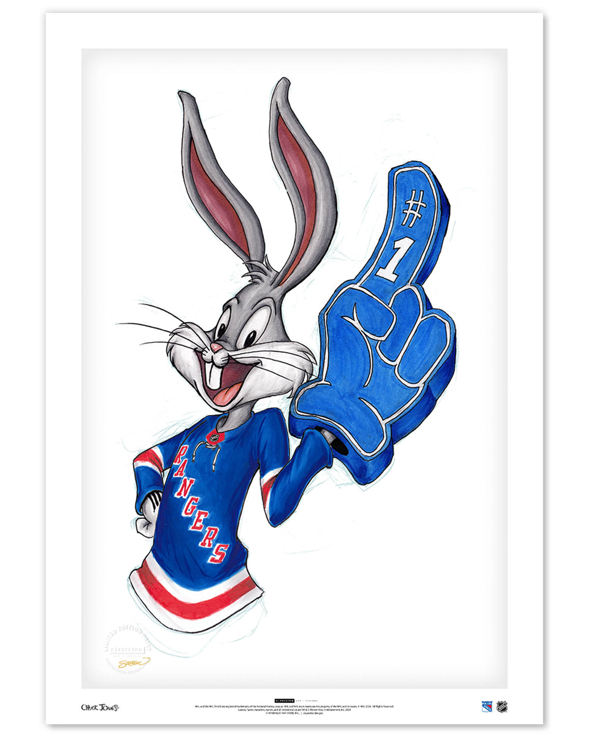 Rabbit Hockey Fan x NHL Rangers Bugs Bunny Limited Edition Art Print