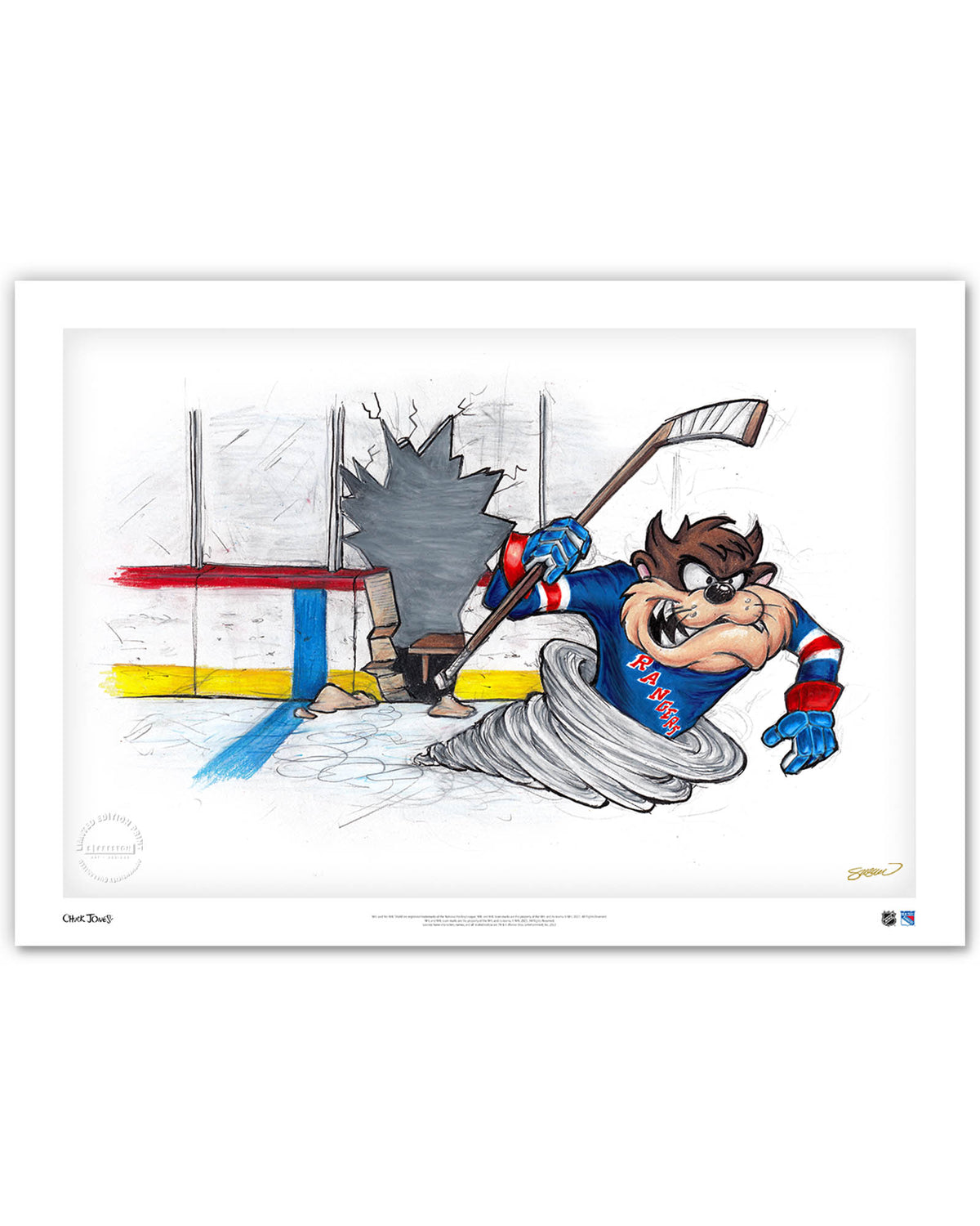 Tazmanian Line Change x NHL Rangers Tazmanian Devil Limited Edition Art Print