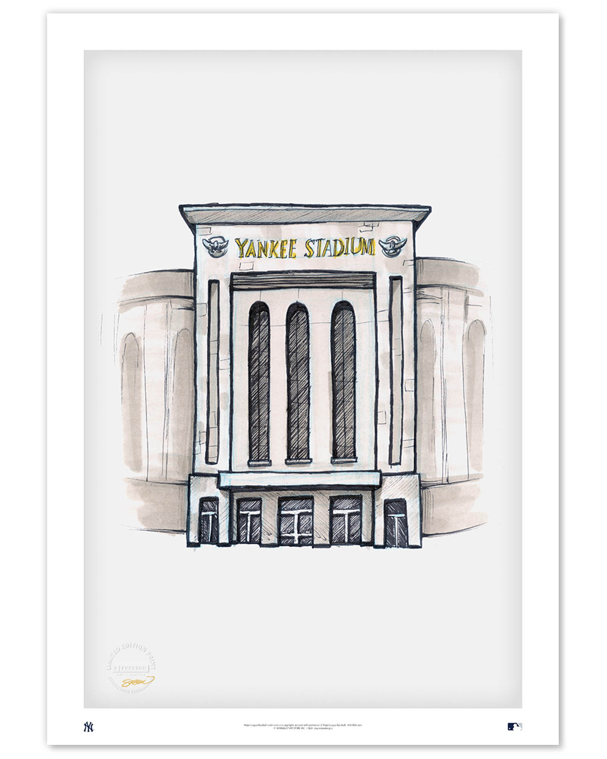 Yankee Stadium Ink Sketch Limited Edition Art Print