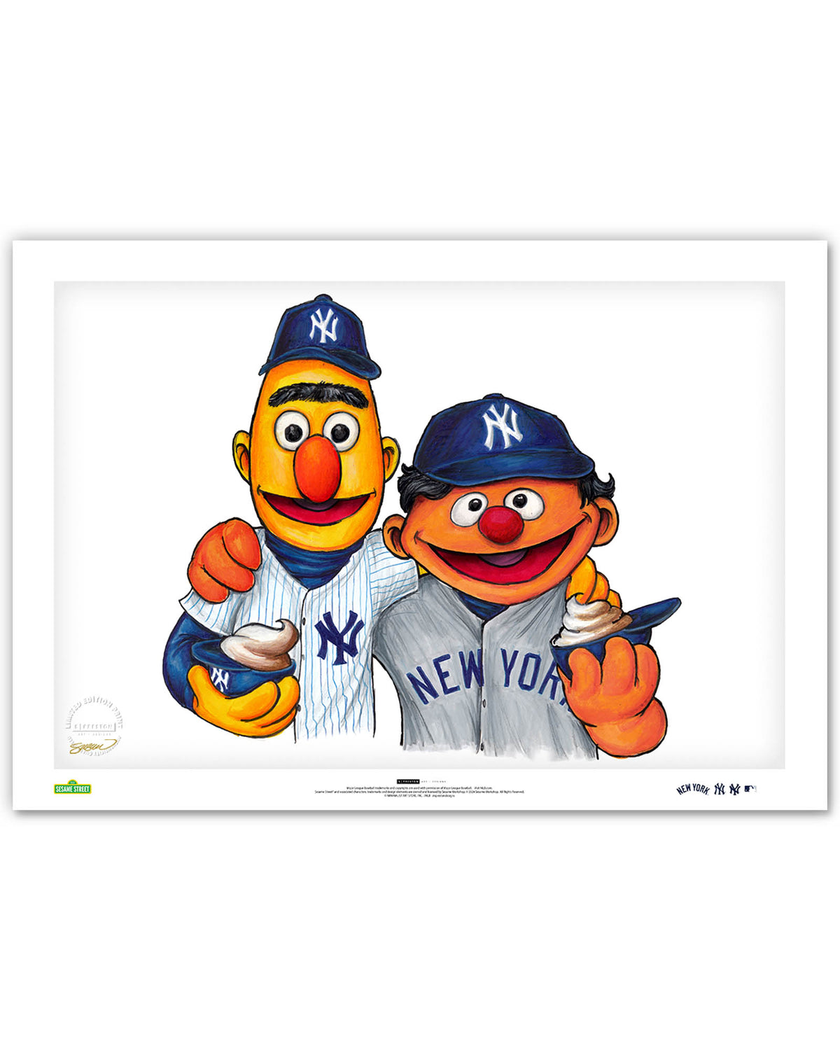 Bert and Ernie x MLB Yankees Limited Edition Art Print