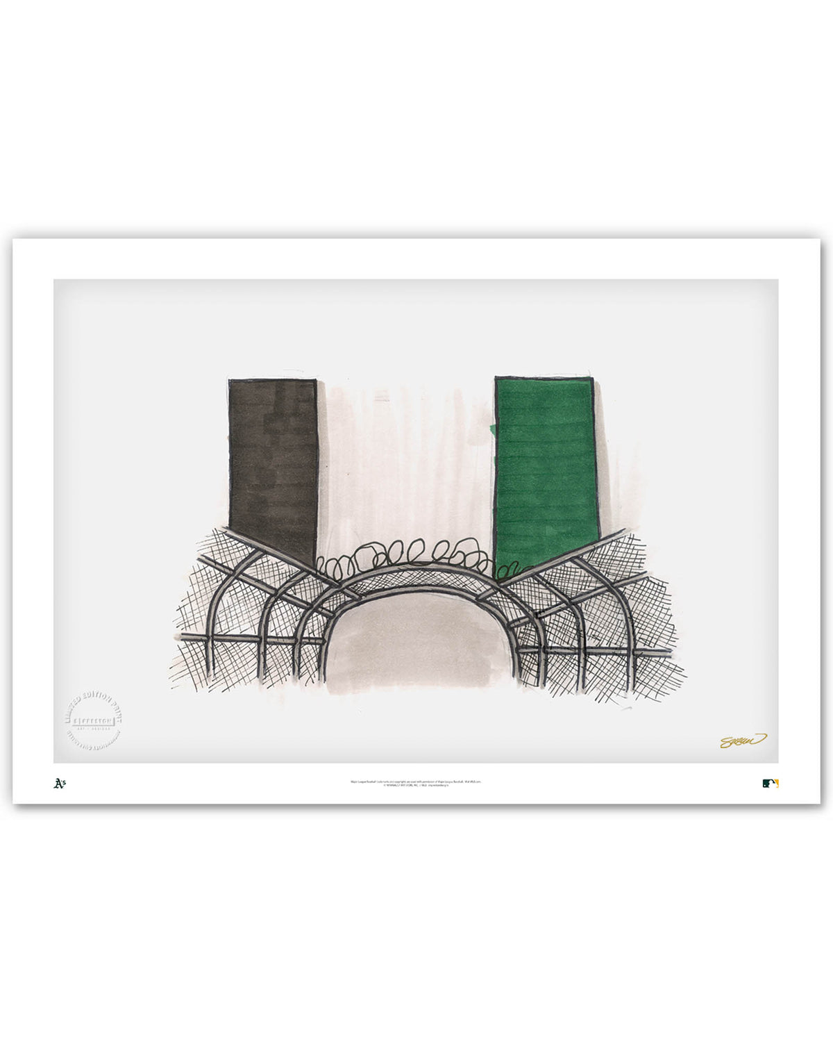 Oakland Coliseum Ink Sketch Limited Edition Art Print