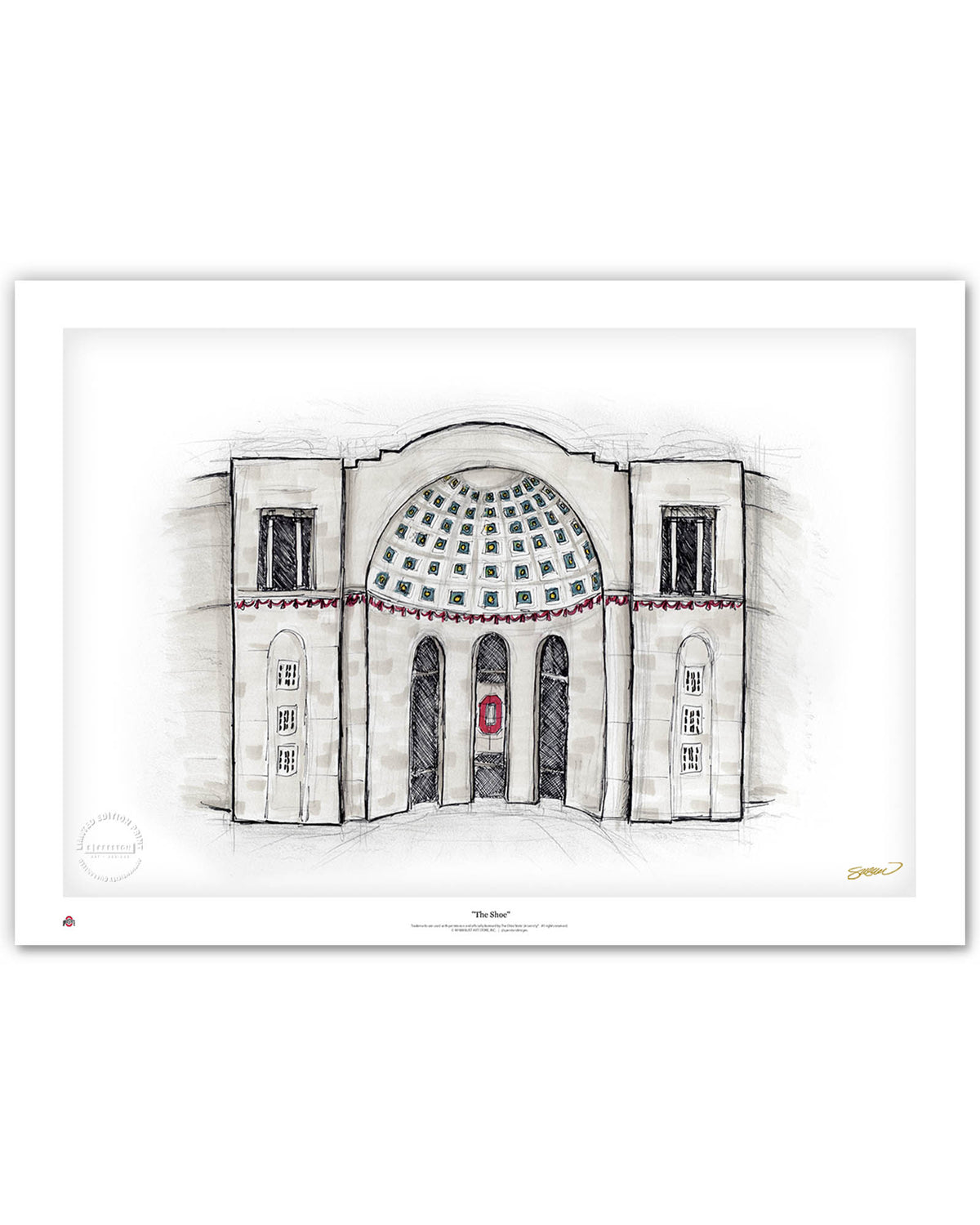 The Shoe - Ohio Stadium Sketch Art Print