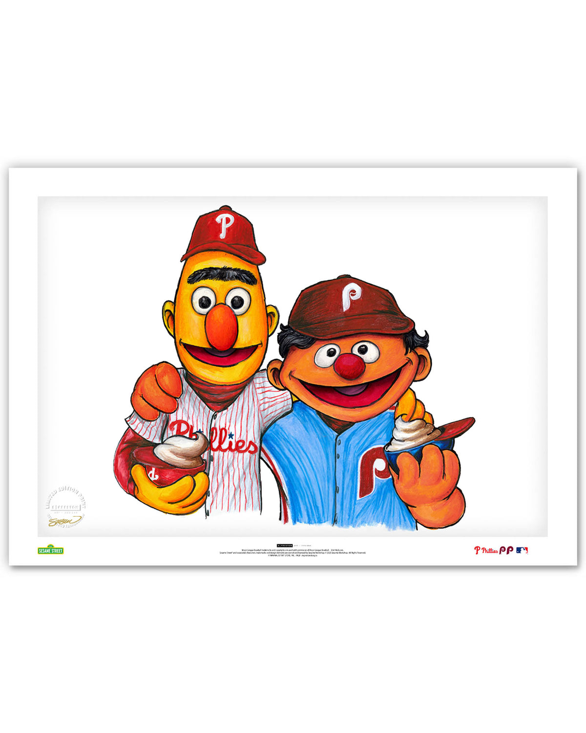 Bert and Ernie x MLB Phillies Limited Edition Art Print