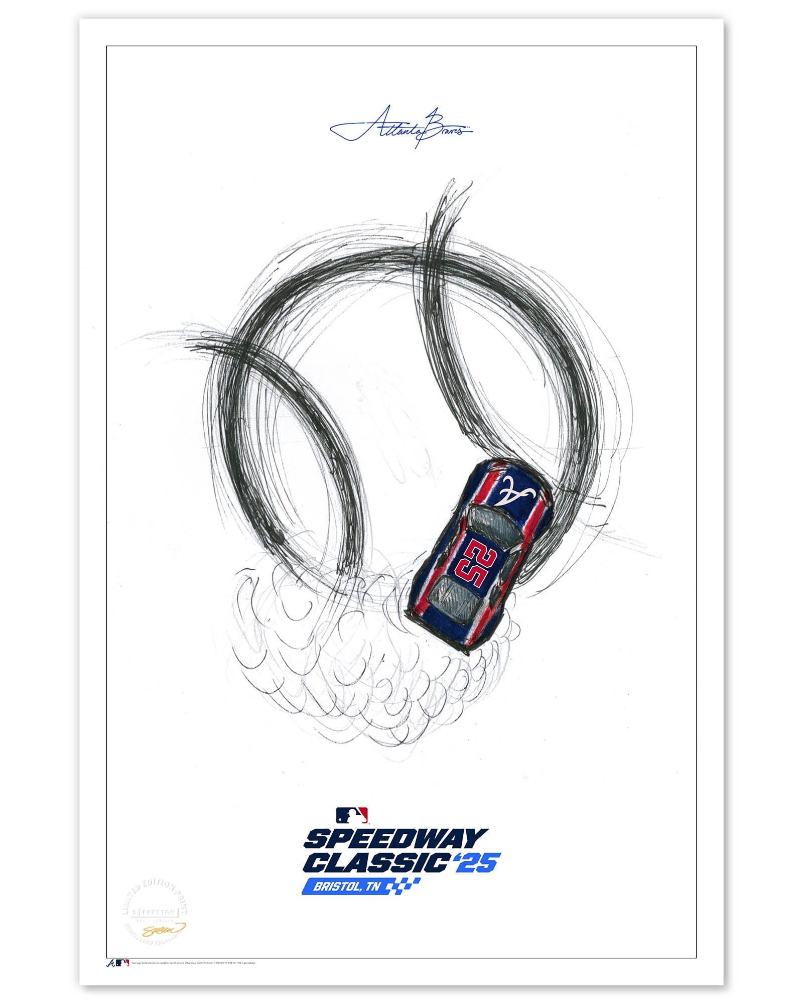 2025 MLB Atlanta Braves Speedway Classic Sketch Art Print – S
