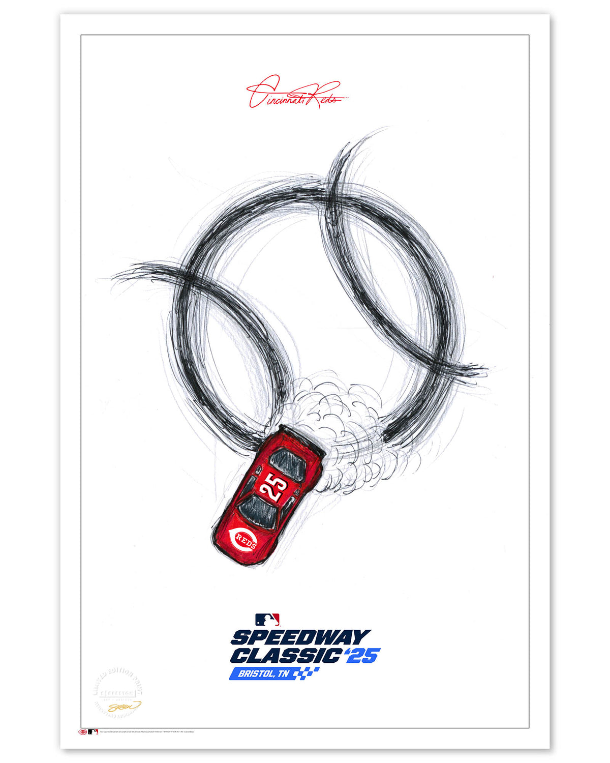 2025 MLB Cincinnati Speedway Classic Sketch Art Print