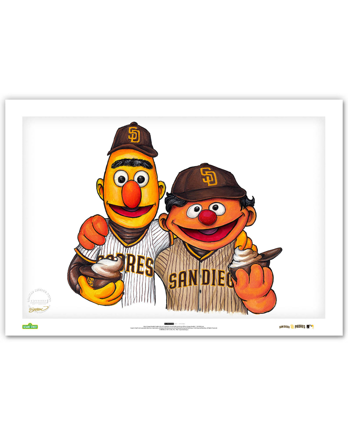Bert and Ernie x MLB Padres Limited Edition Art Print