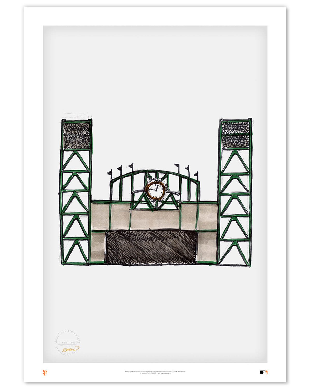Oracle Park Ink Sketch Limited Edition Art Print