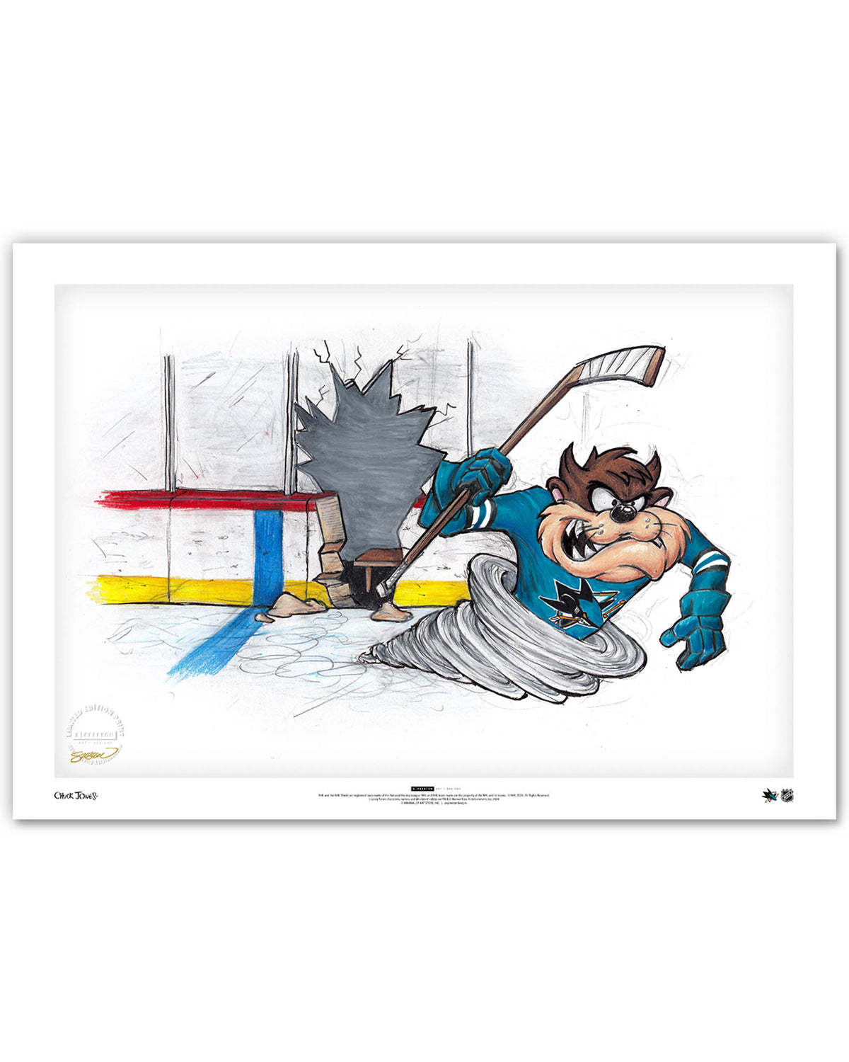 Tazmanian Line Change x NHL Sharks Tazmanian Devil Limited Edition Art Print