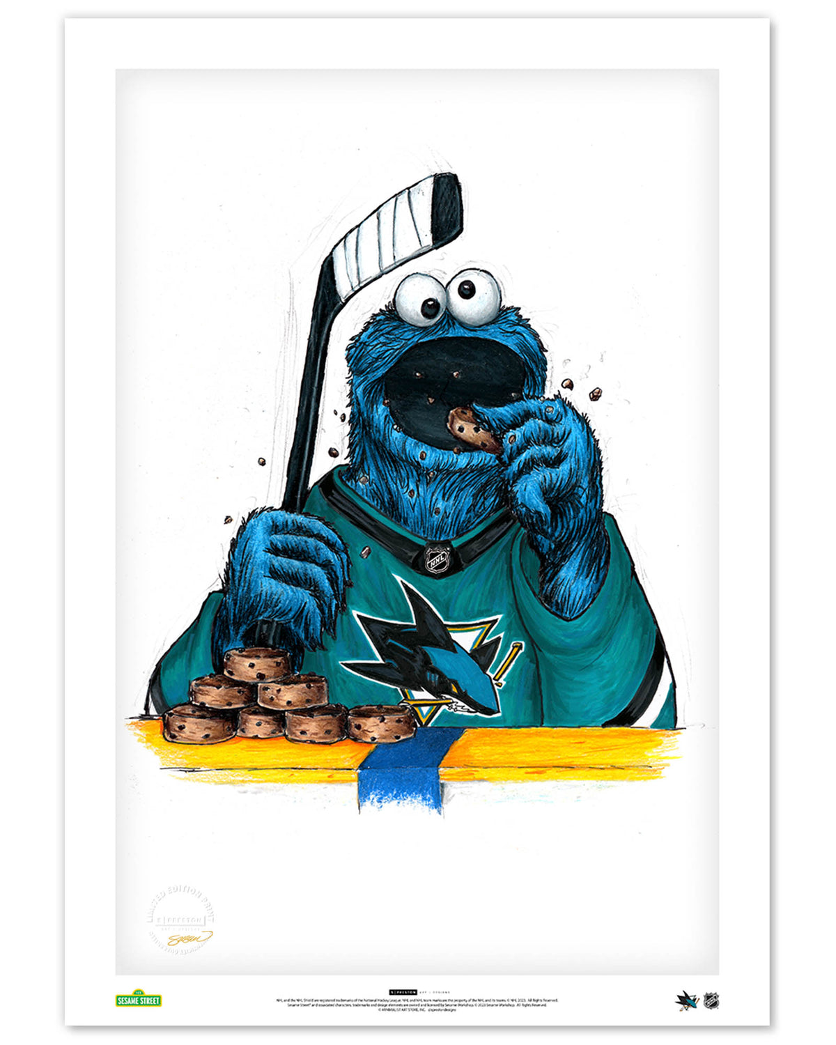 Cookies and Biscuits - Cookie Monster x NHL Sharks Art Print