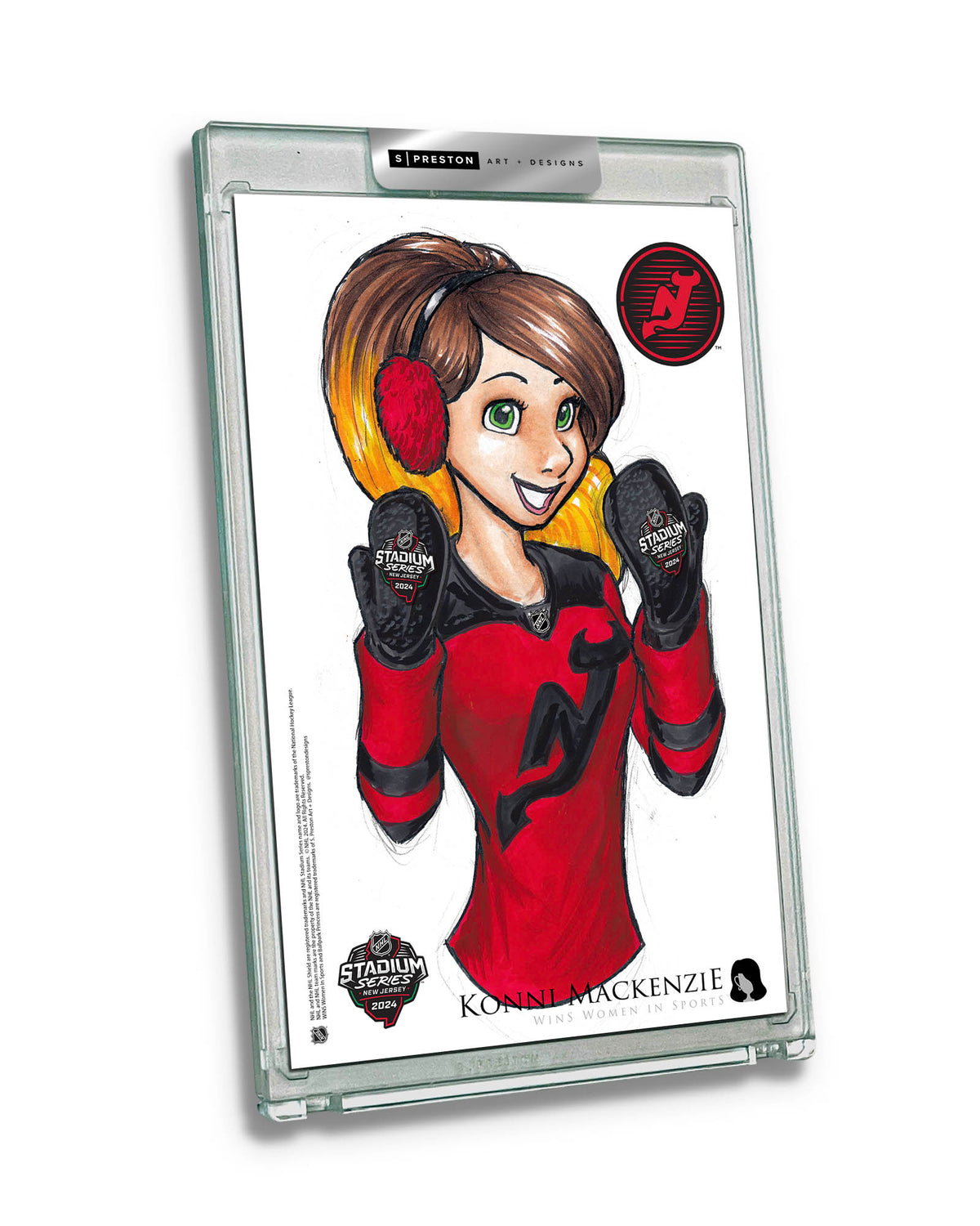 WinS® NHL Konni Mackenzie 2024 Stadium Series Limited Edition Art Card Slab - New Jersey Devils