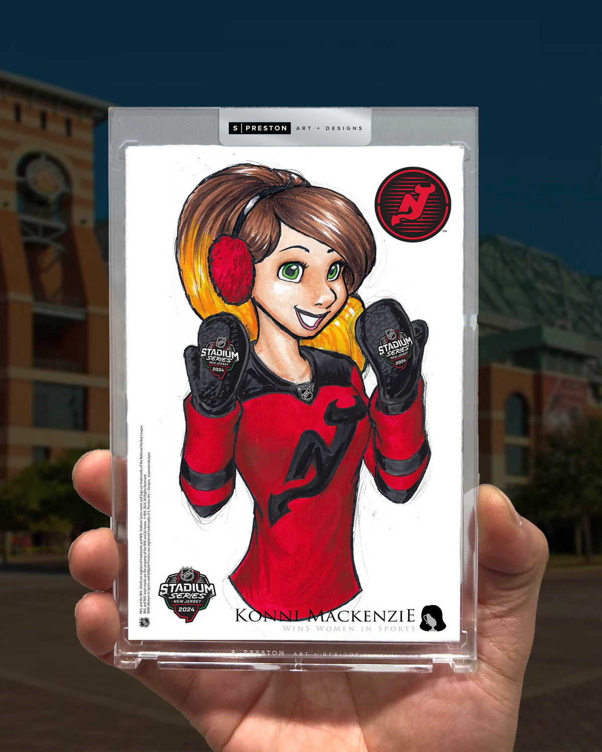 WinS® NHL Konni Mackenzie 2024 Stadium Series Limited Edition Art Card Slab - New Jersey Devils