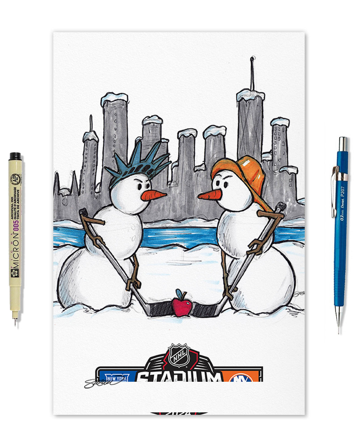 2024 NHL Stadium Series Sketch Limited Edition Art Prints - NYR vs NYI