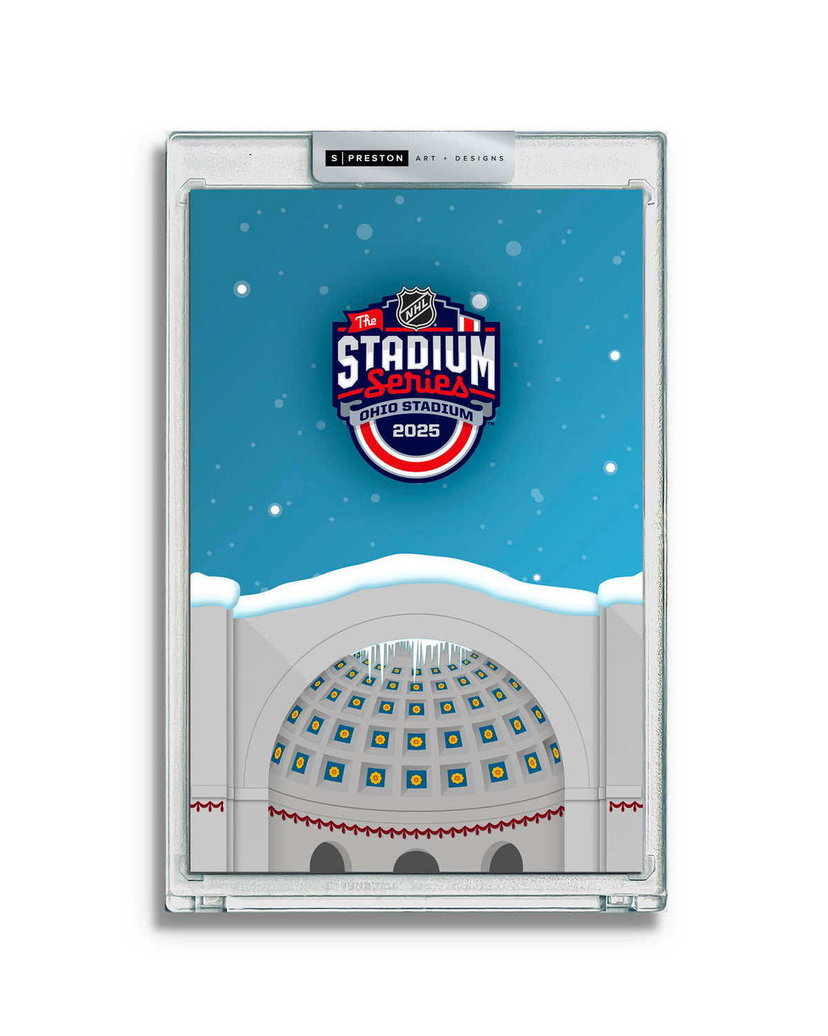 Minimalist Ohio Stadium 2025 NHL Stadium Series Art Slab