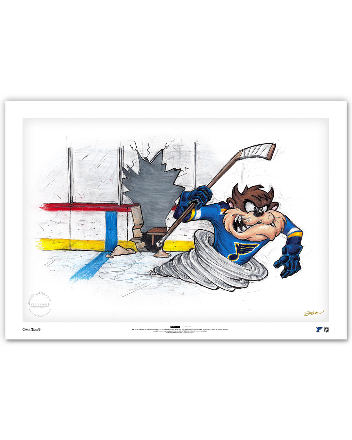 Tazmanian Line Change x NHL Blues Tazmanian Devil Limited Edition Art Print