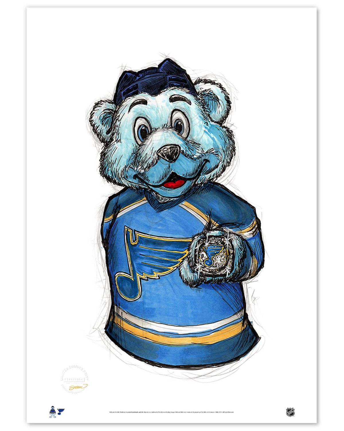 Louie Mascot Ink Sketch Print