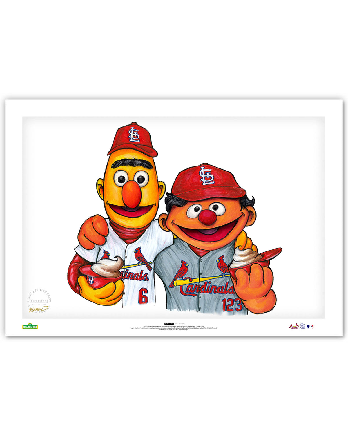 Bert and Ernie x MLB Cardinals Limited Edition Art Print
