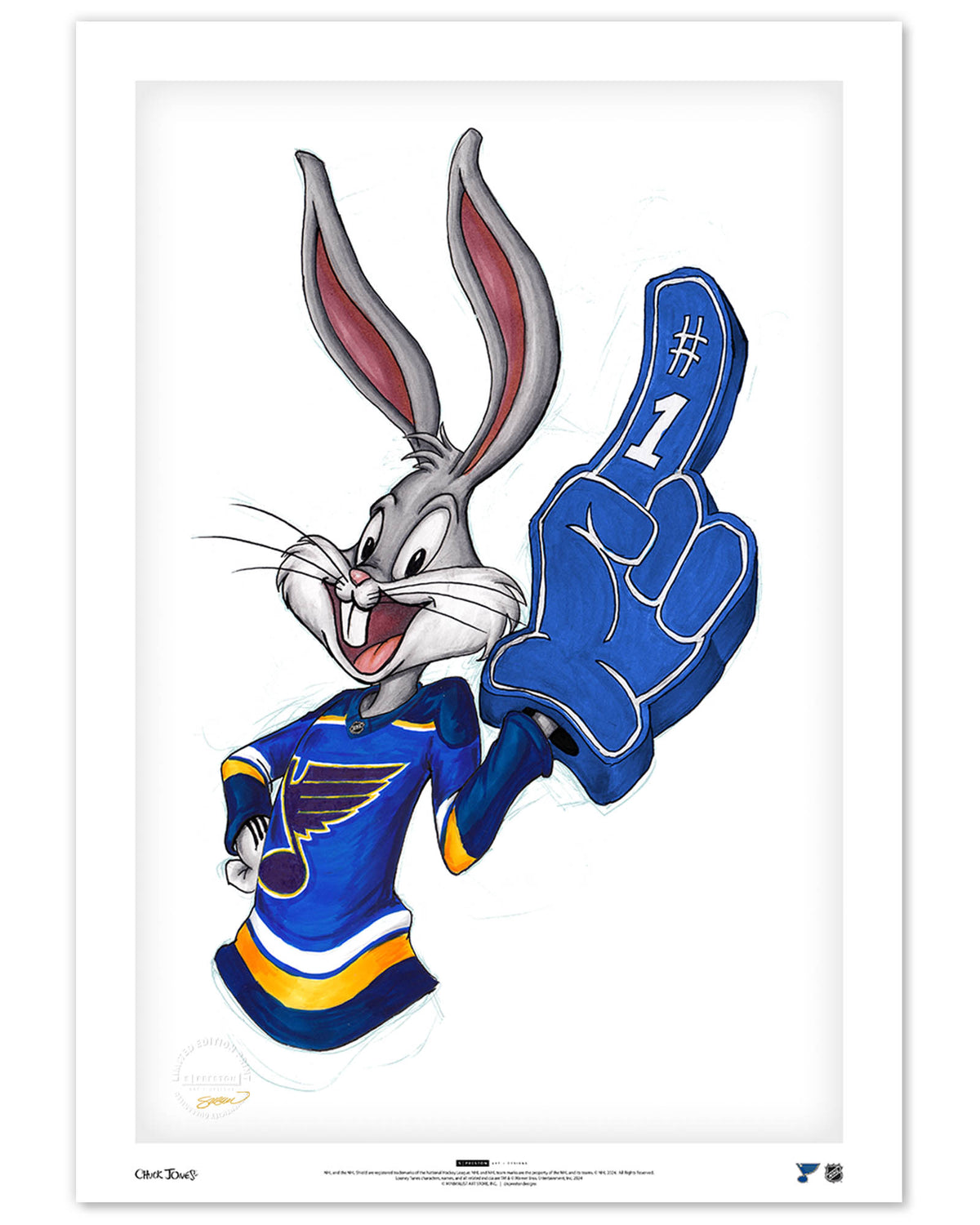 Rabbit Hockey Fan x NHL Blues Bugs Bunny Limited Edition Art Print