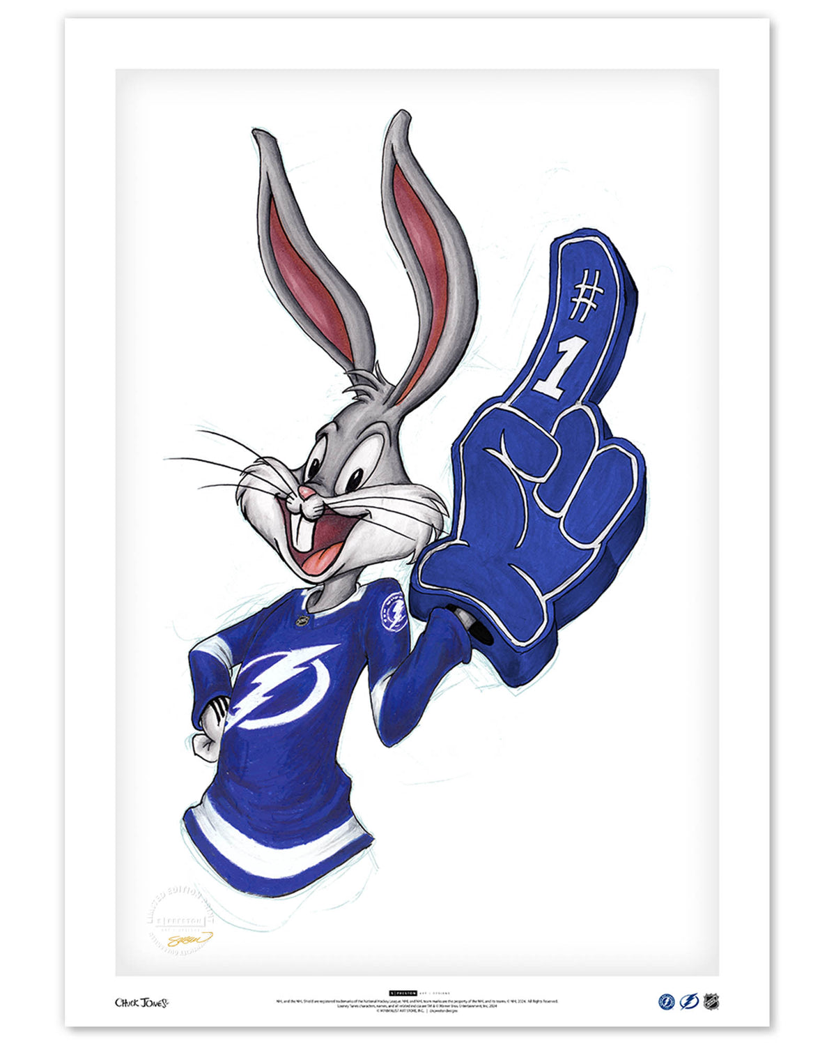 Rabbit Hockey Fan x NHL Lightning Bugs Bunny Limited Edition Art Print